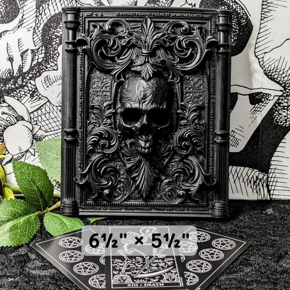 XL Victorian Gothic Resin Skull Wall Plaque Art | Handcrafted Goth Punk Decor